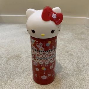 Sanrio Hello Kitty Head Lid Red Metal Thermo Water Bottle Cherry Blossom 2015